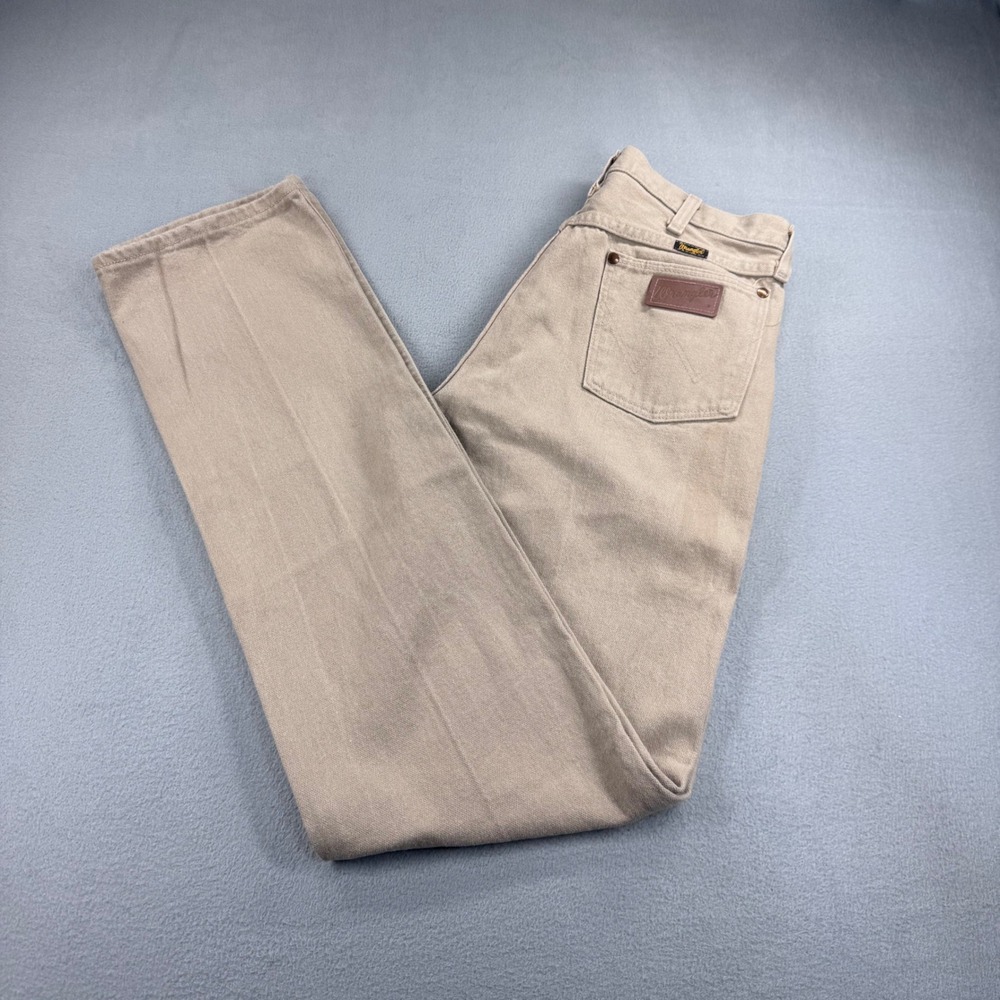 Vintage Wrangler 13MWZTN Cowboy Cut Tan Jeans Mens 32x38 USA Made Straight Leg